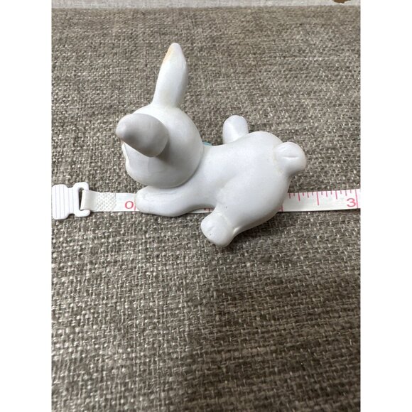 Russ Berrie & Co Taiwan Ceramic White Bunny Figurine with Blue Bow Collectible - Picture 7 of 8